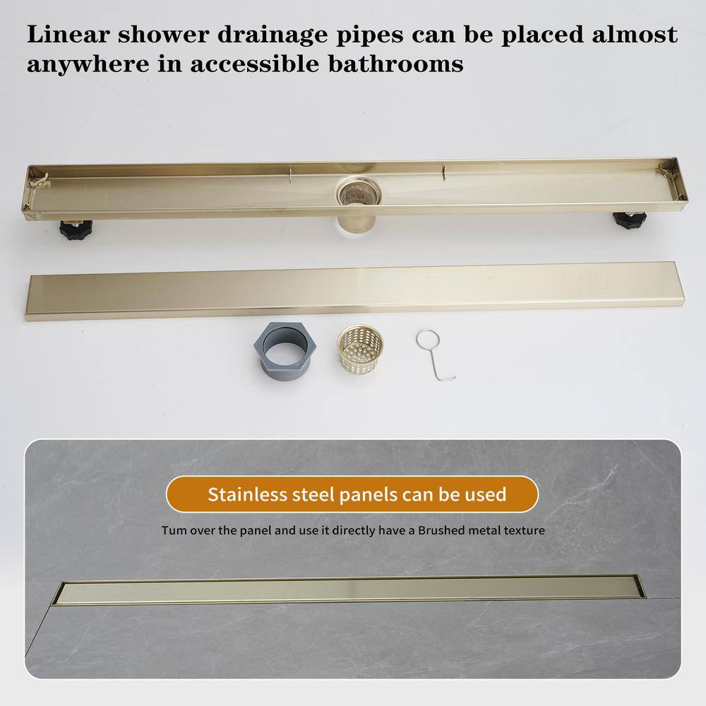 32'' Brushed Gold Stainless Steel Linear Shower Drain