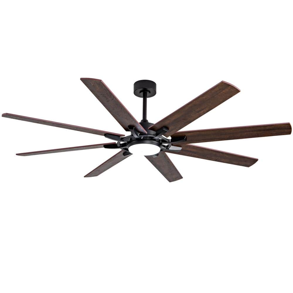 72 in Modern Balck 6 Speeds Brown 2 Sizes Downrod Flush Mount Ceiling Fan with 3- Color Dimmable LED Light and Remote price history on PriceWatchPro