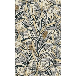 White/Grey Plant Pattern Print Non-Woven Non-Pasted Textured Wallpaper 57 sq. ft.