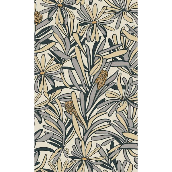 Walls Republic White/Grey Plant Pattern Print Non-Woven Non-Pasted Textured Wallpaper 57 sq. ft.