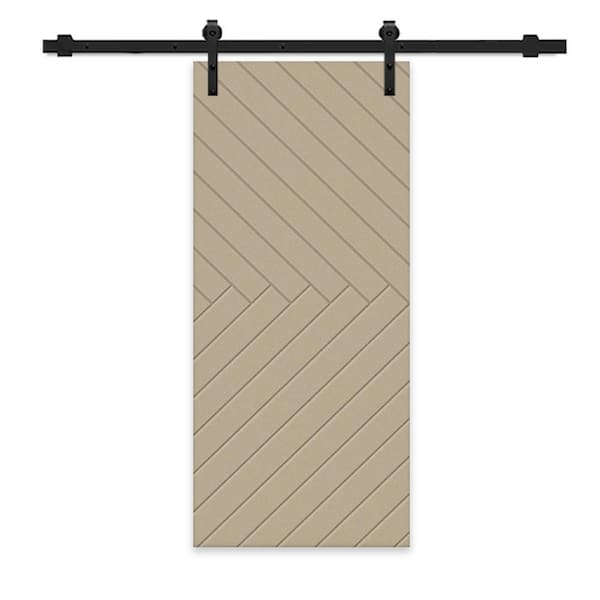 CALHOME 42 in. x 84 in. Unfinished Composite MDF Paneled Interior Sliding Barn Door with Hardware Kit