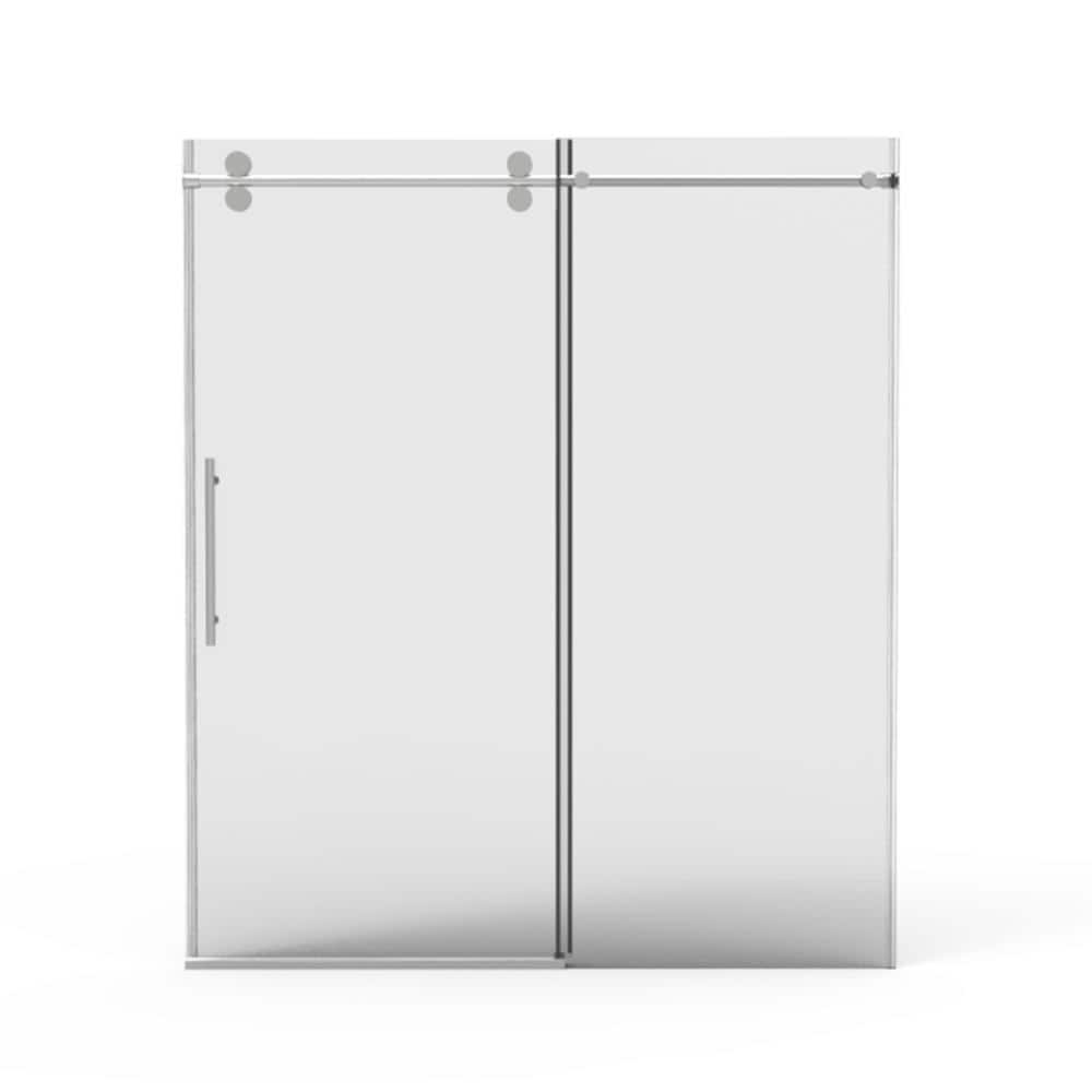 56 in. to 60 in. W x 76 in. H Sliding Frameless Shower Door in Chrome with Tempered Glass price history on PriceWatchPro