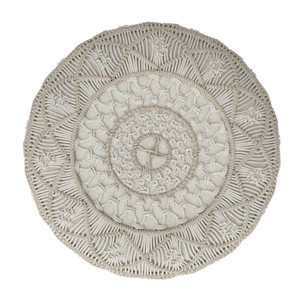 Coates Contemporary Cloud Grey Cotton Round Pouf
