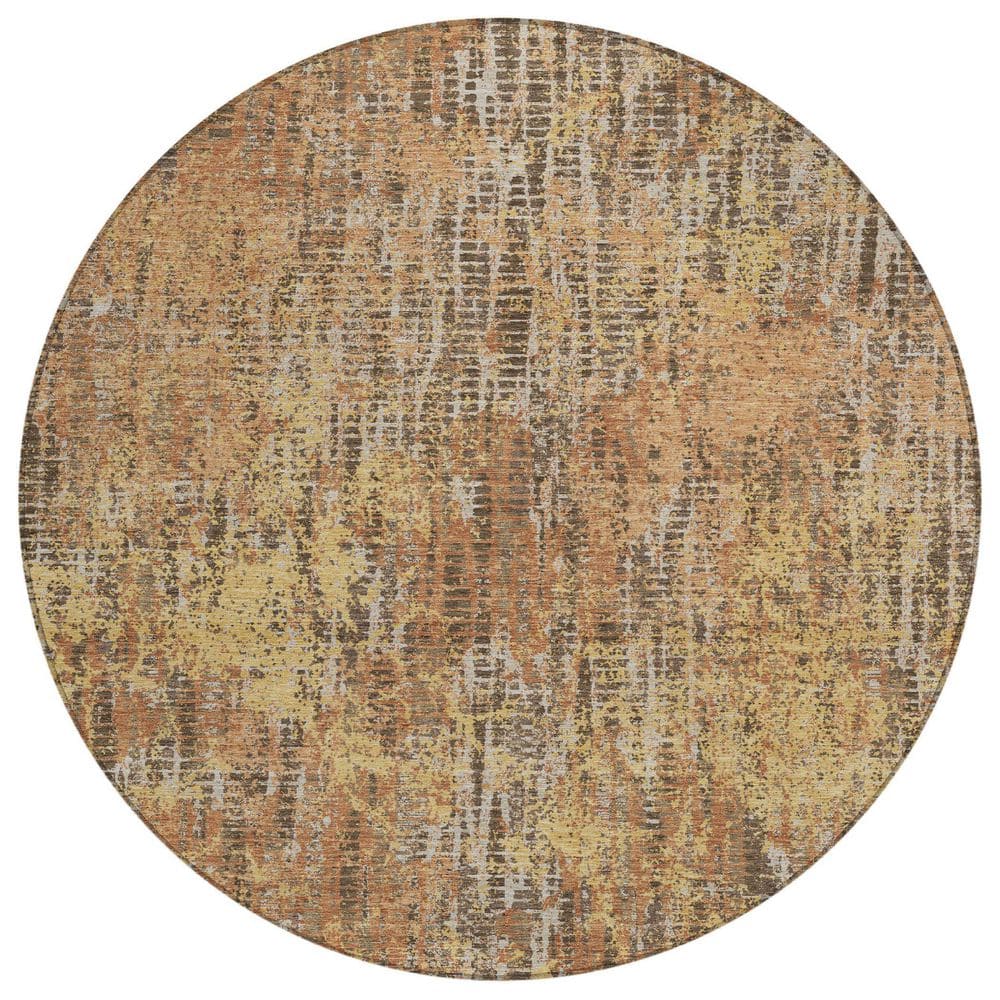 Chantille Machine Washable Indoor/Outdoor Abstract ACN2710 Copper 8 ft. x 8 ft. Round Rug price history on PriceWatchPro
