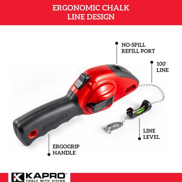 Kapro - 213 Ergonomic Chalk Line - with 100' Line + Grip Hook