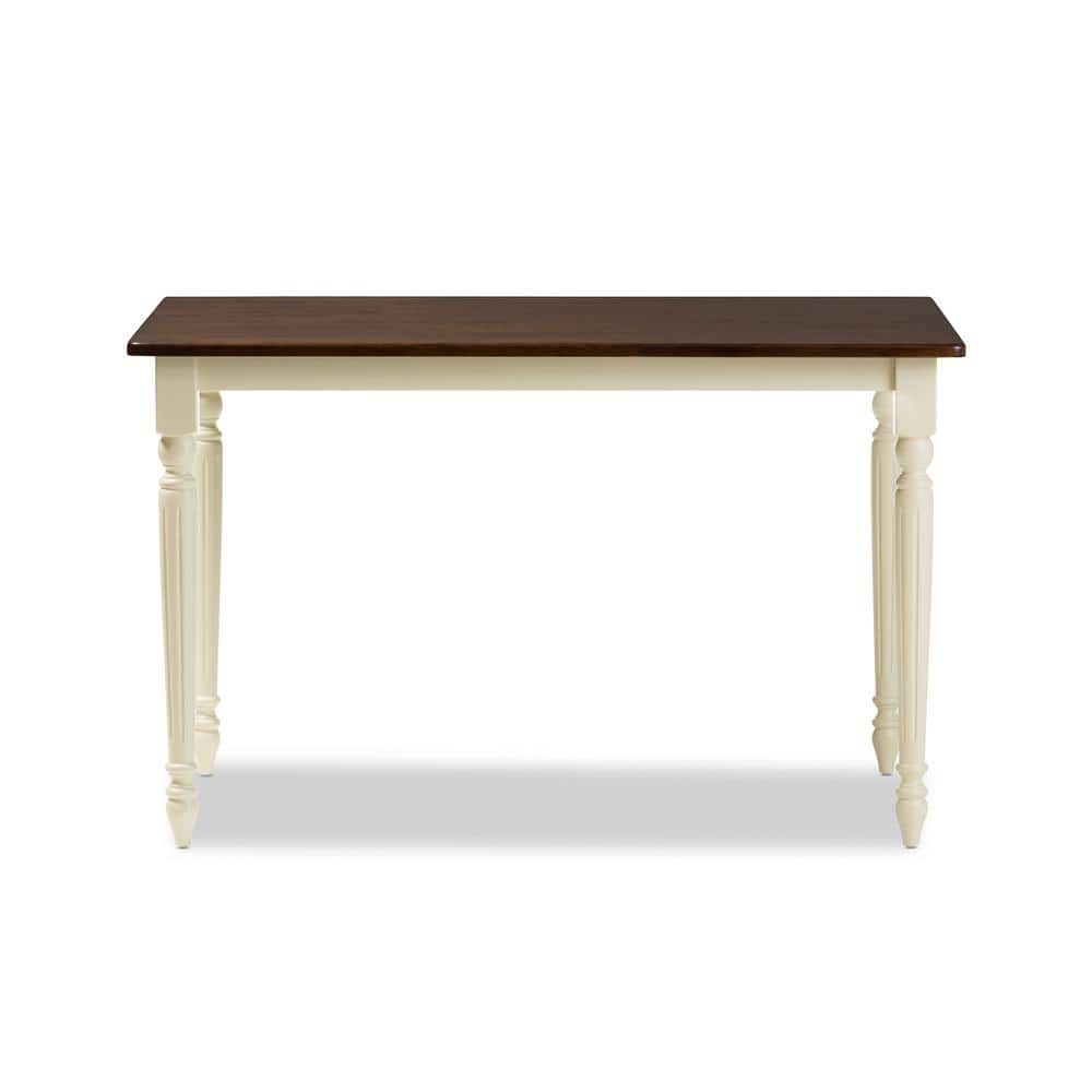 46.8" Cherry Brown and Cream Wood Dining Table