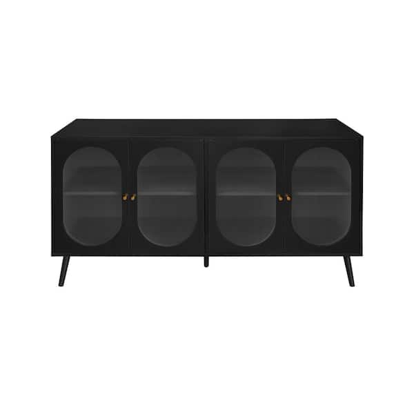 sumyeg Black 31.5 in. H 4-Door Accent Storage Cabinet with Adjustable Shelves