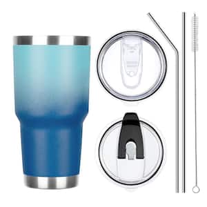 Wudkey 1-Pack 30 oz. Blue Stainless Steel Tumbler with Lid and Straw,  Double Wall Vacuum Insulated for Cold and Hot Drink WV4A68_9 - The Home  Depot