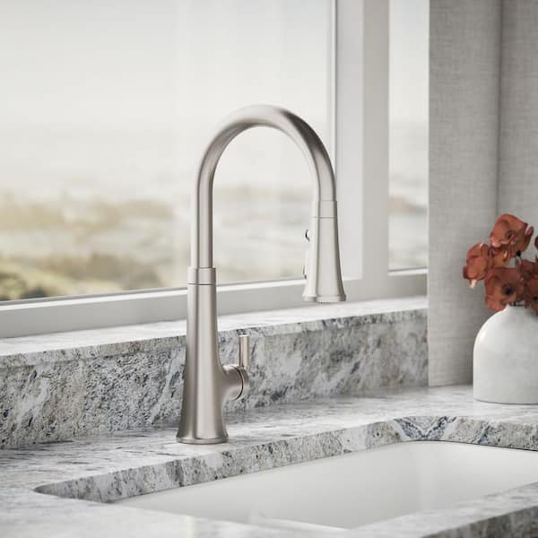 Tone 1 Handle Pull Down Sprayer Kitchen Faucet with Secure Docking in Vibrant Stainless