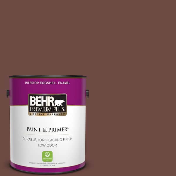 BEHR PREMIUM PLUS 1 gal. #S-G-720 Fireside Eggshell Enamel Low Odor Interior Paint & Primer