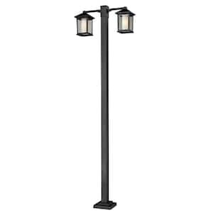 Mesa 99 in. 2-Light Black Aluminum Hardwired Outdoor Weather Resistant Post Light Set with No Bulbs Included