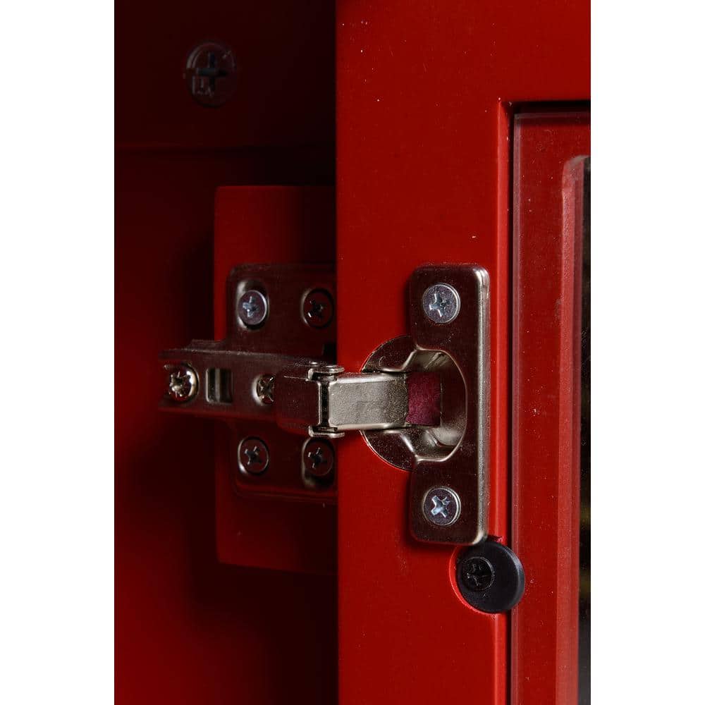 Red Glass Door Lighted Accent Display Cabinet