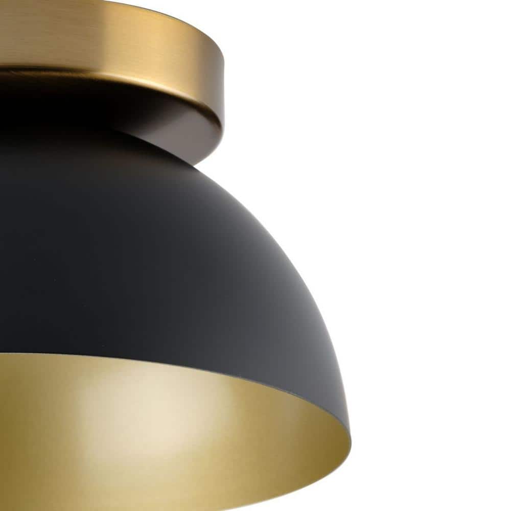 Eva Matte Black and Gold Mid-Century Modern Flush Mount Light