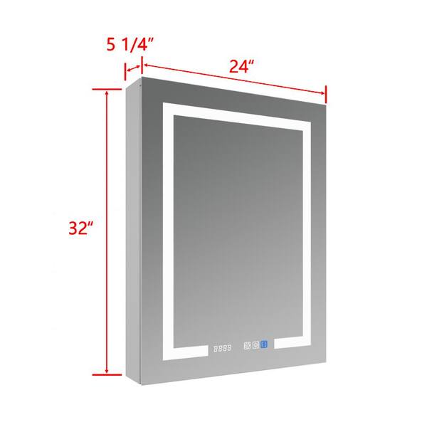 Satico 24 in. W x 32 in. H Rectangular Aluminum Medicine Cabinet with Mirror