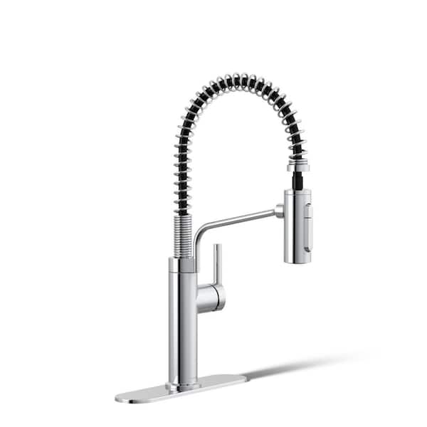 Ringby Single Handle 3-Function Pull Down Sprayer Kitchen Faucet In Polished Chrome