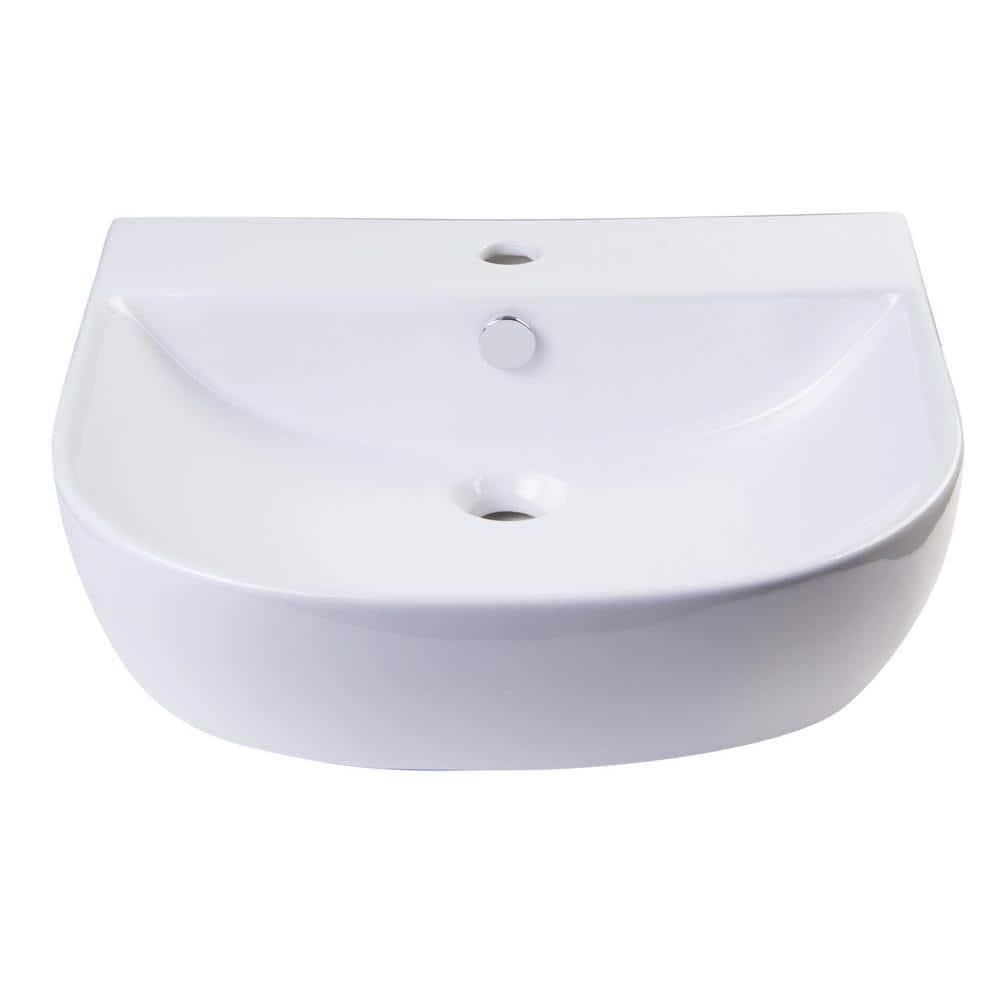 White Ceramic Wall-Mounted U-Shaped Bathroom Sink