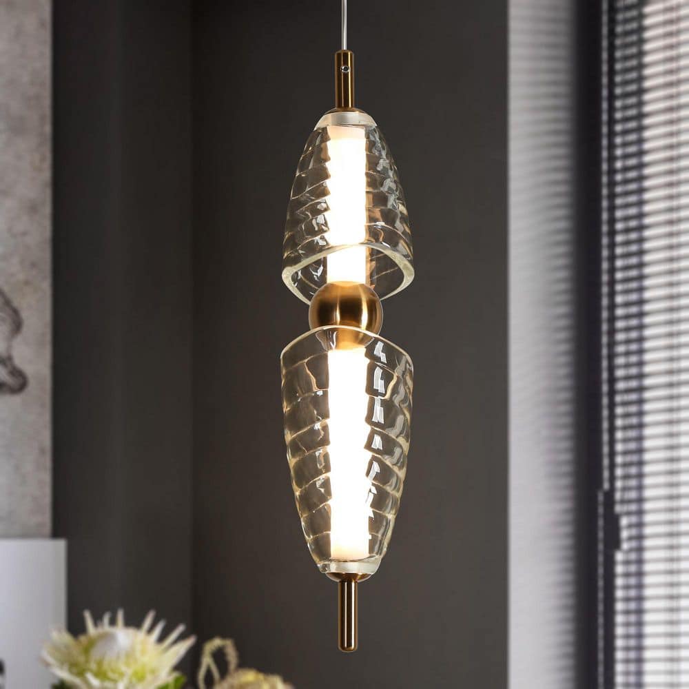 Penstemon 12-Watt 1-Light Plating Brass Integrated LED Pendant Light with Resin Decoration price history on PriceWatchPro