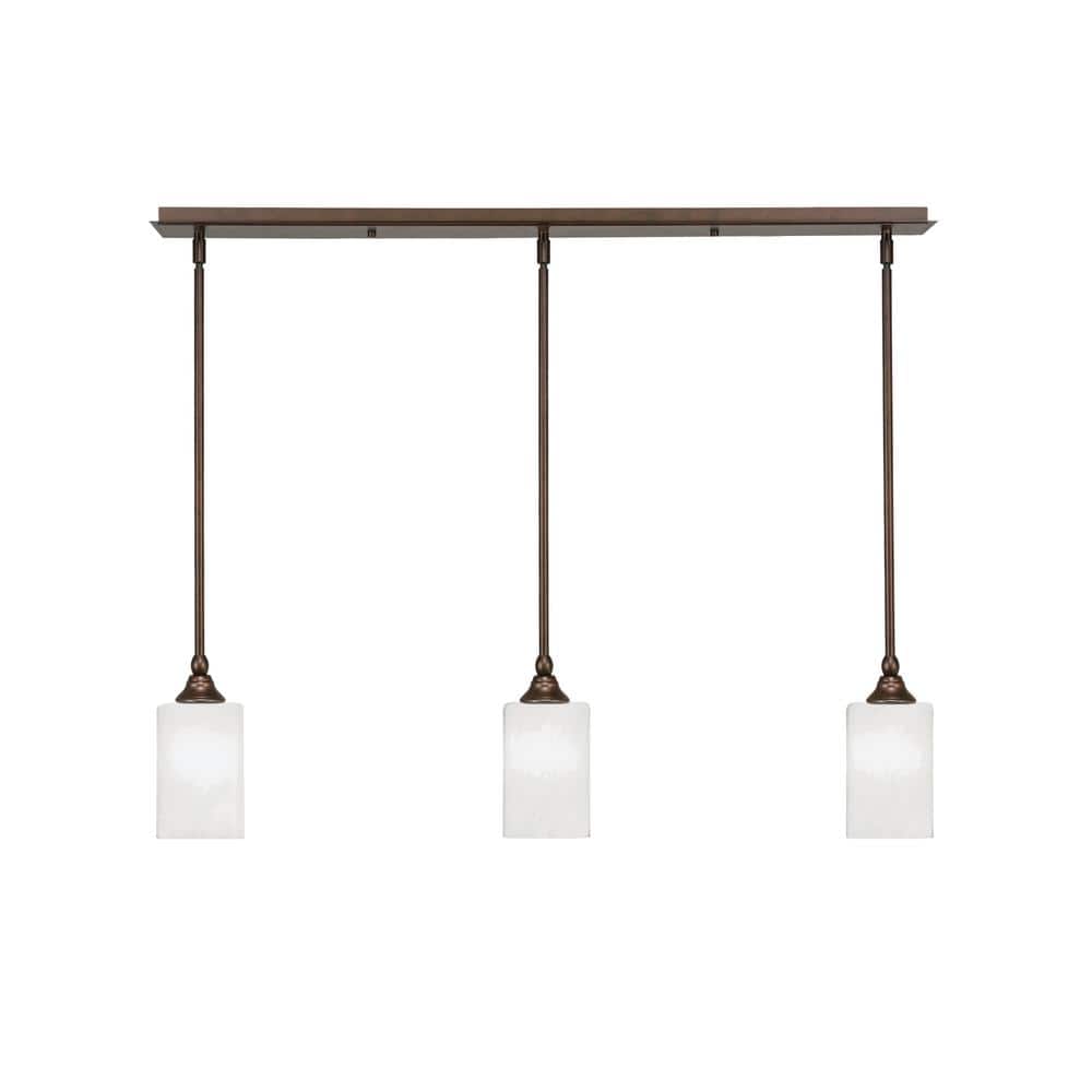 Livingston 100-Watt 3-Light Bronze Shaded Pendant Light with 4 in. White Ma
