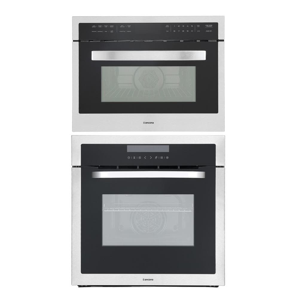 Ancona 2-piece 24 in. Oven Set with Built-in Convection Oven and Built-in Speed Combination Microwave Oven, Silver