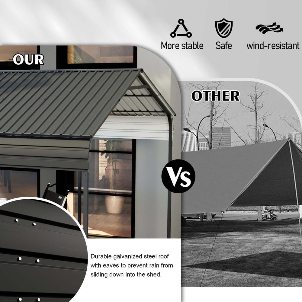 12' x 20' Gray Metal Arch Roof Carport