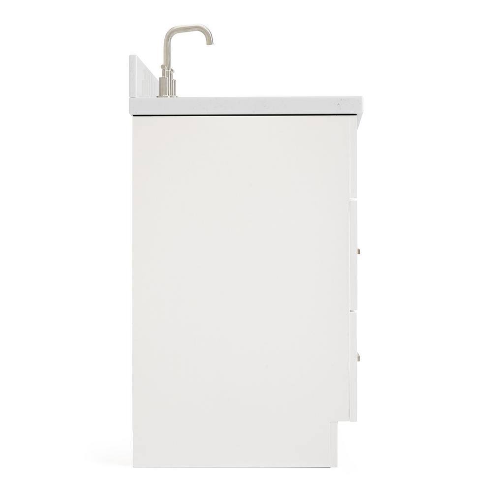 Hamlet 60" White Freestanding Single Sink Vanity with Quartz Top