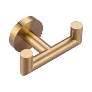 Stainless Steel Wall Mounted J-Hook Double Robe/Towel Hook in Brushed Gold