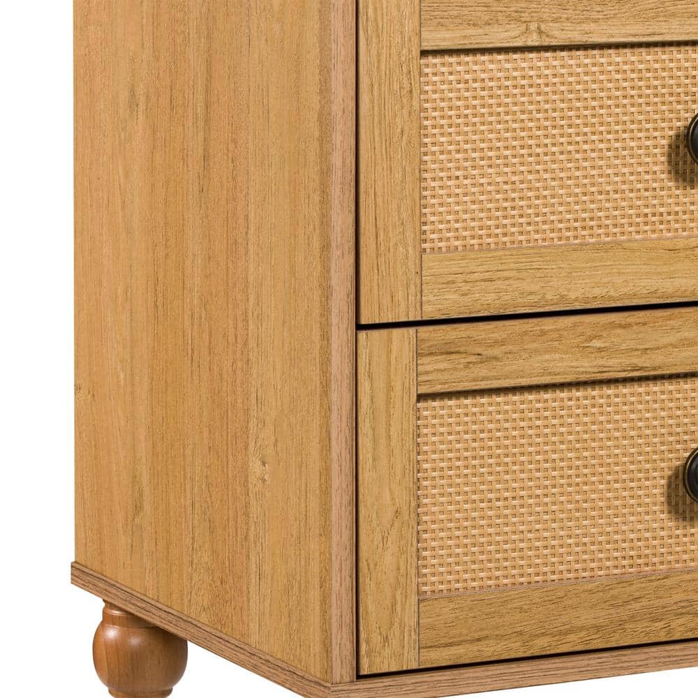 Sango Newcomb Rattan-Brown 2-Drawer Nightstand
