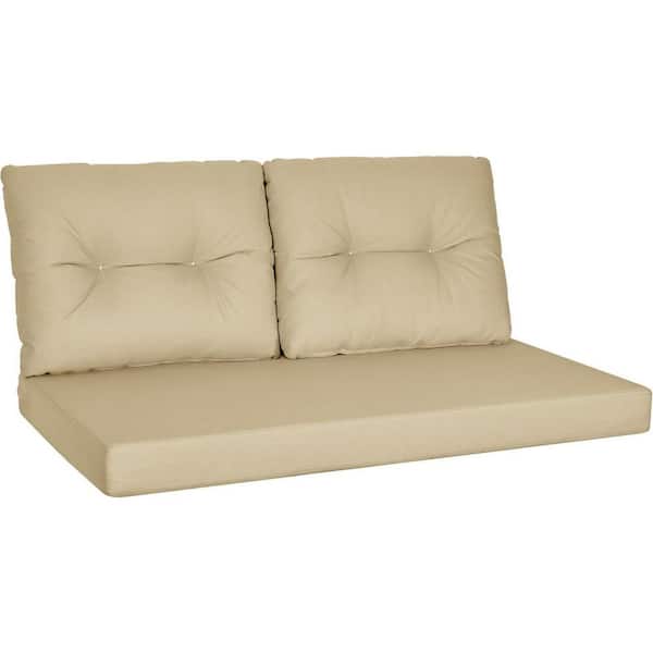 Mximu 48 in. x 24 in. Beige Waterproof and UV-Resistant Olefin Outdoor Loveseat Cushion Set