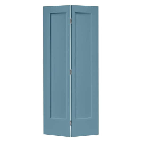CALHOME 24 in. x 80 in. 1 Panel Shaker Dignity Blue Painted MDF Composite Bi-Fold Closet Door with Hardware Kit