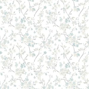 Glinda Aqua Floral Trail Wallpaper