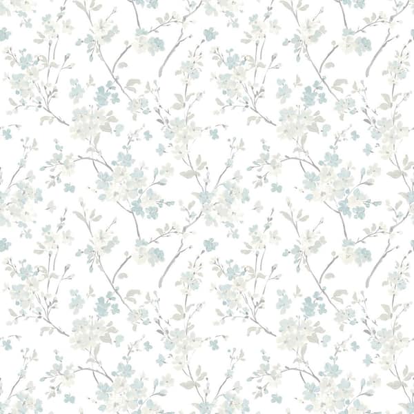 Chesapeake Glinda Aqua Floral Trail Wallpaper