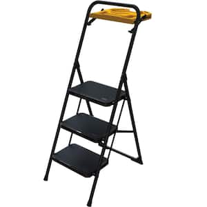 9 ft. Reach 3-Step Pro Steel Step Stool Type IA with Tool Tray, Compact Folding Step Stool for Home Improvement