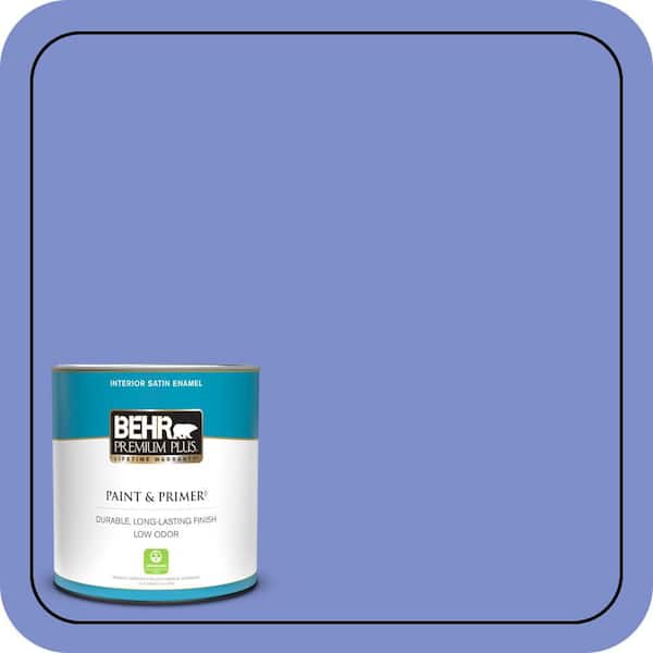BEHR PREMIUM PLUS 1 qt. #P540-5 Pansy Garden Satin Enamel Low Odor Interior Paint & Primer