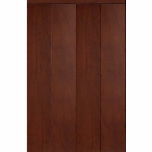 Impact Plus 47 in. x 80 in. Smooth Flush Cherry Solid Core MDF Interior Closet Bi-Fold Door with Matching Trim