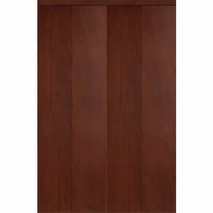 48 in. x 80 in. Smooth Flush Solid Core Cherry MDF Interior Closet Bi-Fold Door with Matching Trim