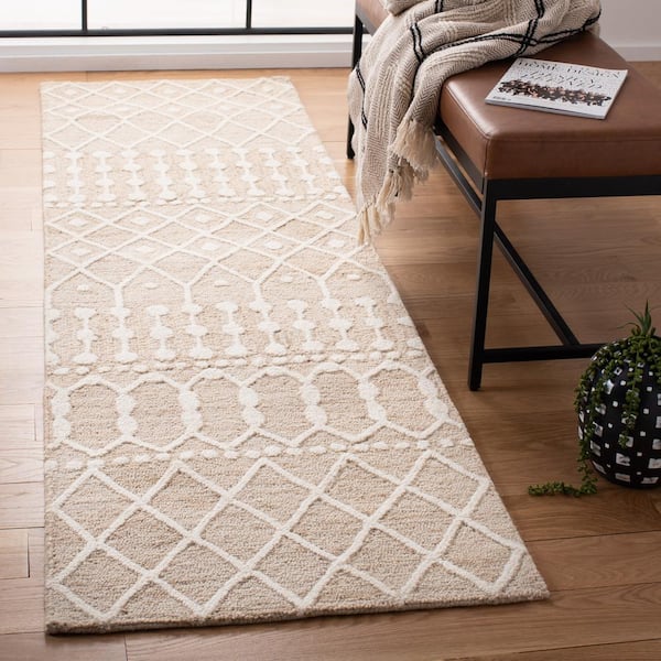 Blossom Beige/Ivory 2 ft. x 9 ft. Geometric Aztec Runner Rug