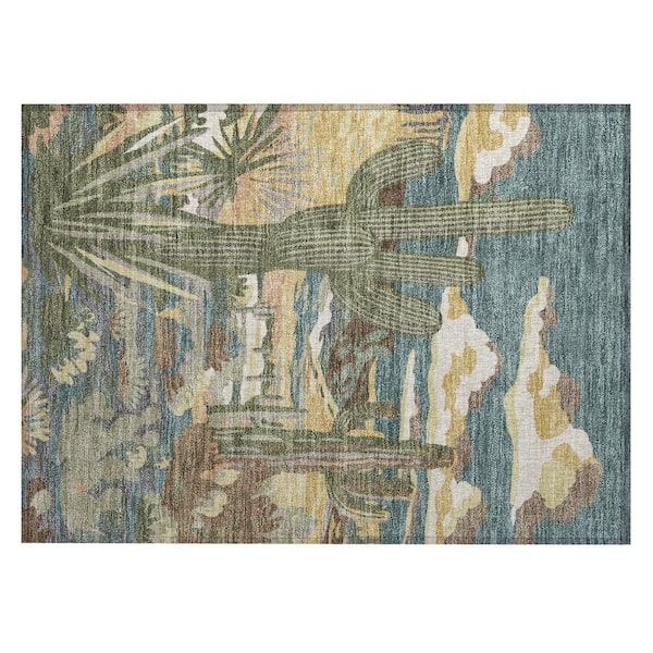 Chantille Machine Washable Indoor/Outdoor Abstract ACN2496 Teal 2 ft. x 3 ft. Accent Rug