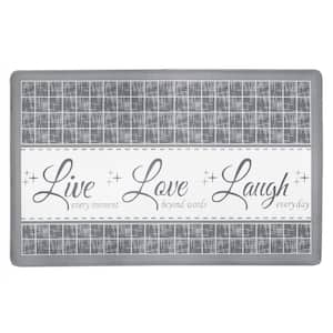 Live, Love, Laugh Grey 18 in. x 30 in. Anti-Fatigue Mat