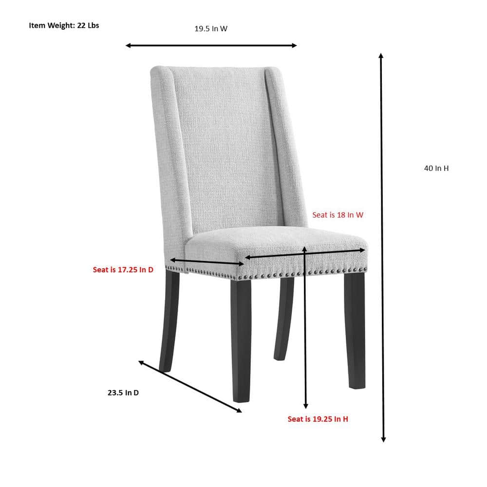 Espresso Wood & Charcoal Velvet High-Back Side Chair, Set of 2