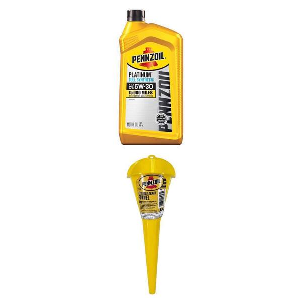 Platinum SAE 5W-30 Full Synthetic Motor Oil 1 Qt. and Extended Reach Funnel Combo (2-Piece)