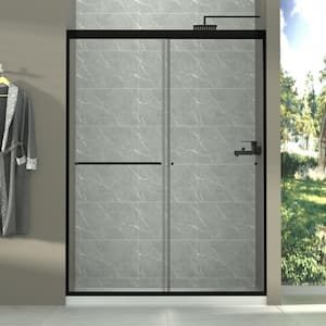 Victoria 50-54 in. W x 72 in. H Sliding Framed Shower Door in Matte Black Finish with Clear SGCC Tempered Glass