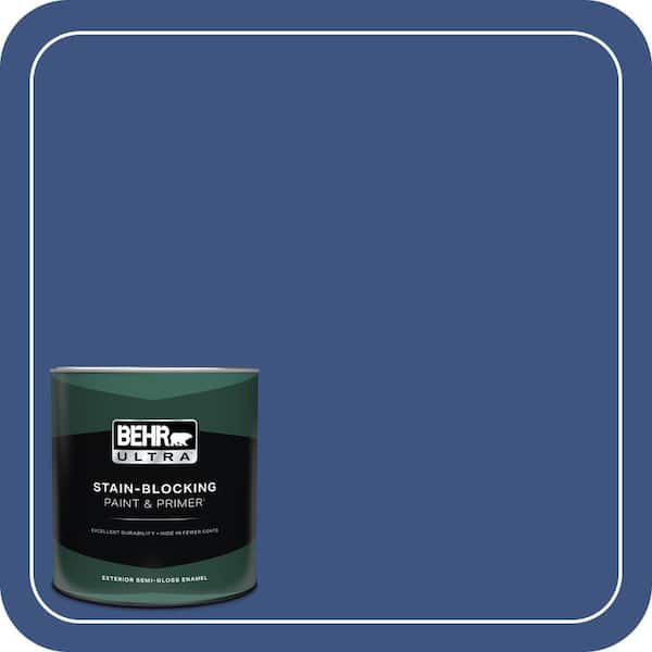 BEHR ULTRA 1 qt. #S-G-600 Deep Azure Semi-Gloss Enamel Exterior Paint & Primer