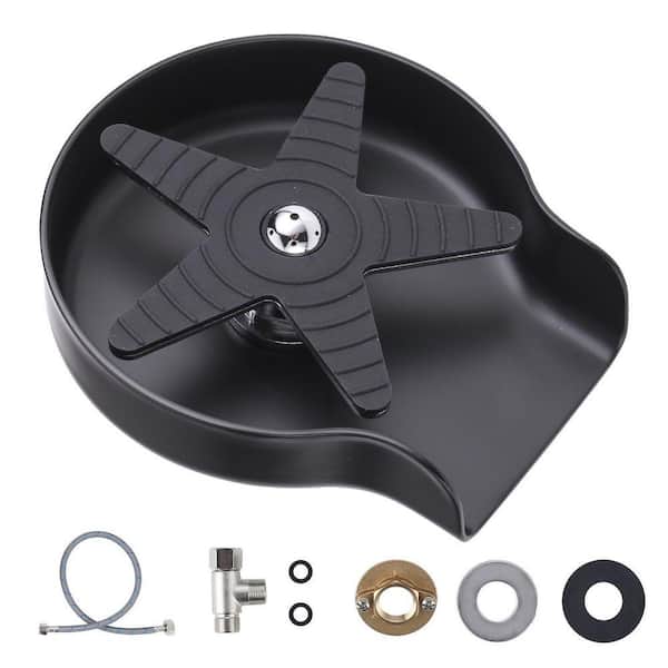 4.21 in. Stainless Steel Glass Rinser Cup Washer with Silicone Blade for Kitchen Sinks in Brushed Nickel