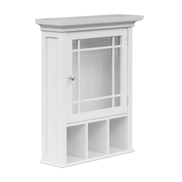 Teamson Home Neal 20 in. W x 24.13 in. H x 6.5 in. D Wooden Medicine Cabinet with Mirrored Door, White