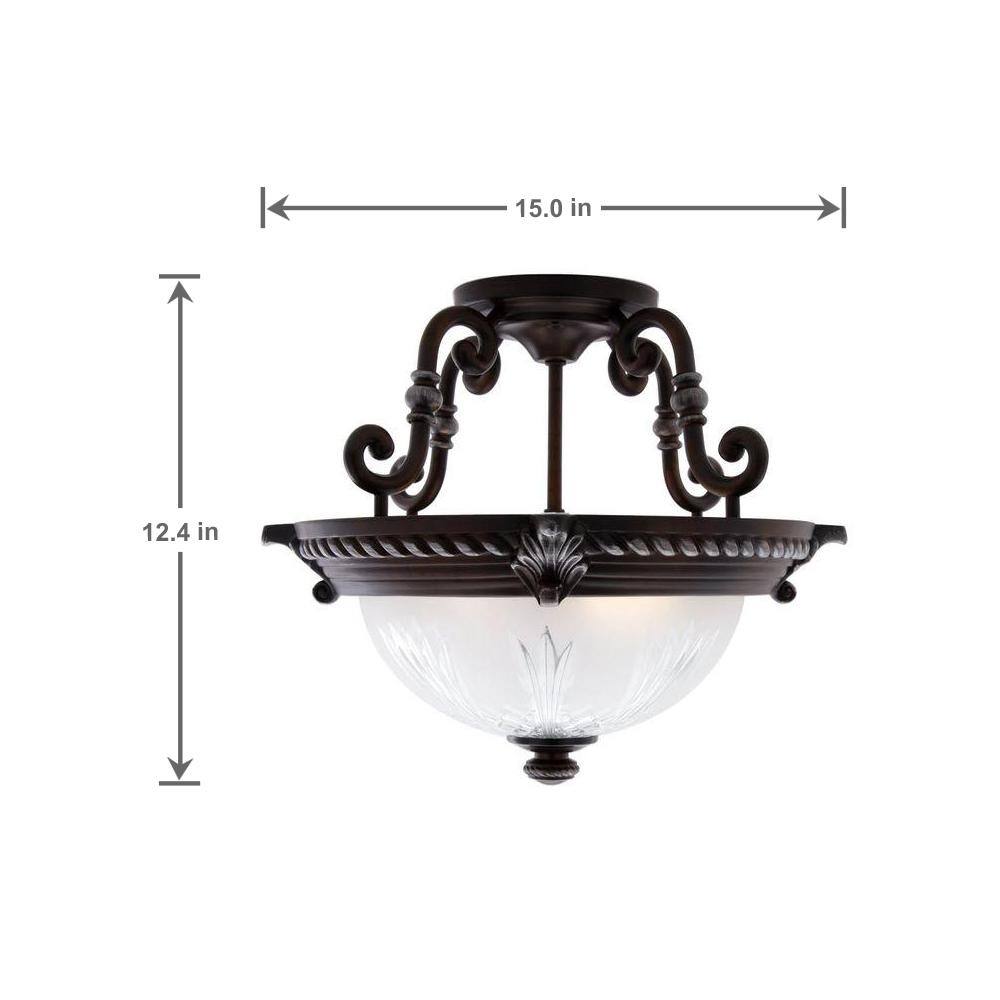 Buy Bercello Estates 15 in. 2-Light Volterra Bronze Semi-Flush Mount ...