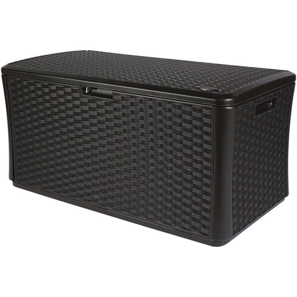 Suncast Extra Large Brown Wicker 134-Gallon Lockable Deck Box