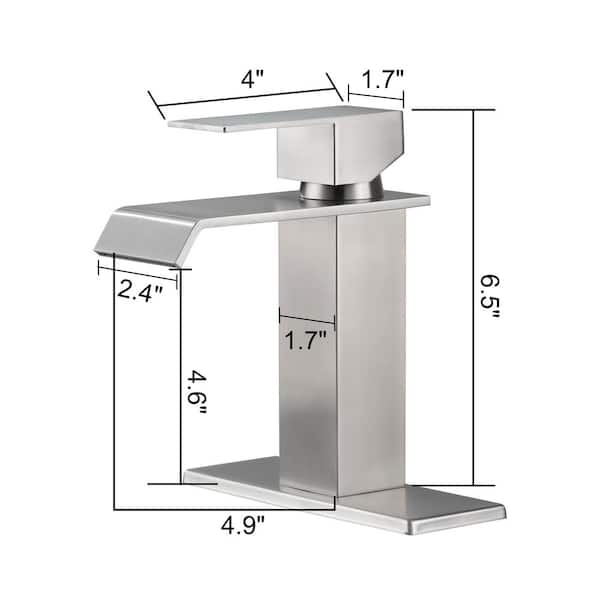 Waterfall Spout Bathroom Faucet, Single Handle Bathroom Vanity Sink Faucet