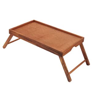 19.5 in. W x 8.25 H x 11.5 Folding Multi-Purpose Rustic Bed Trays with Carved Handles, Pine