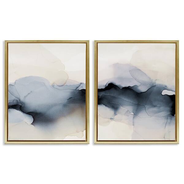 Mysterious Obscure Watercolor by Kippi Leonard 2 Piece Gold Floater Frame Graphic Art Print Abstract 31 in. x 25 in.