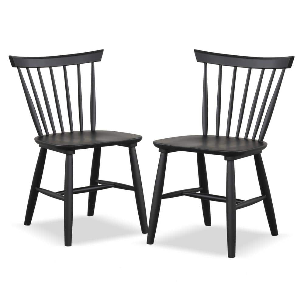 Furniture of America Everoa Black Wood Windsor Chair (Set of 2